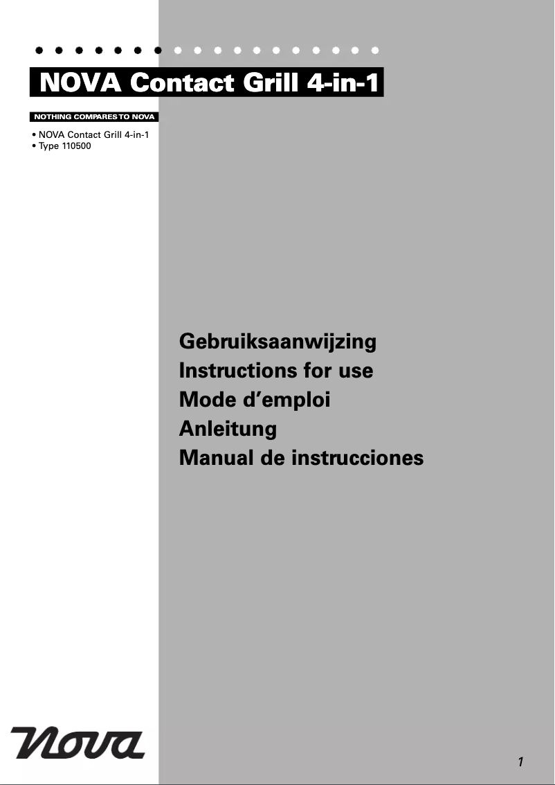 Page n°1 - Manuel utilisateur Nova 110500