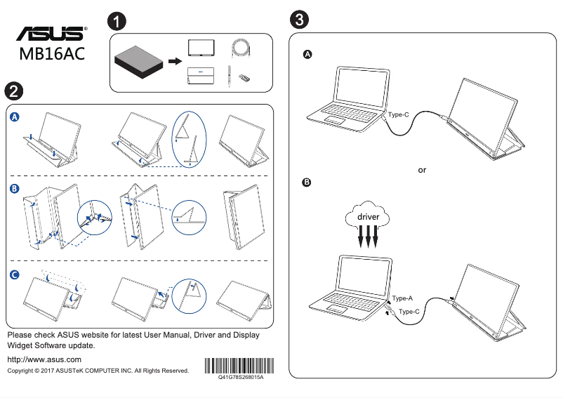 Page n°1 - Guide de démarrage rapide Asus Zenscreen MB16AC