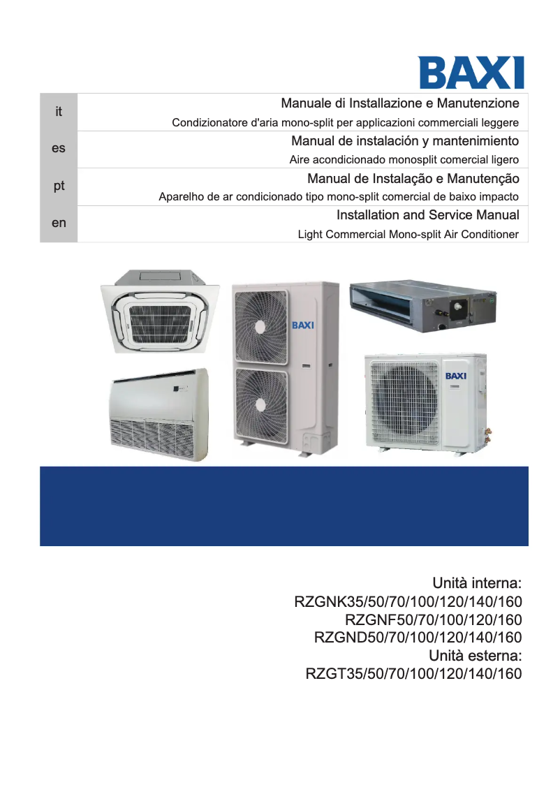 Page 1 de la notice Manuel utilisateur Baxi RZGD70