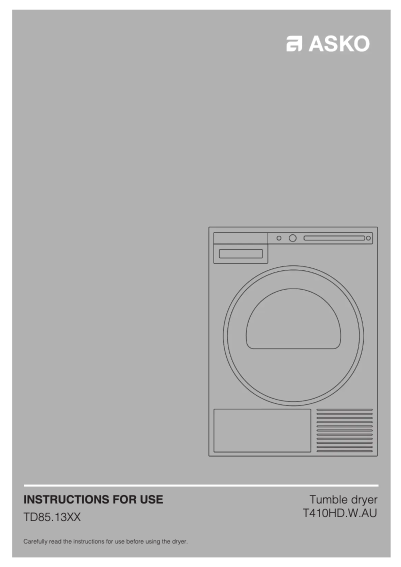 Page n°1 - Manuel utilisateur Asko T410HD