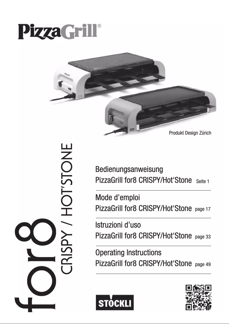 Page 1 de la notice Manuel utilisateur Stöckli PizzaGrill 8 CRISPY