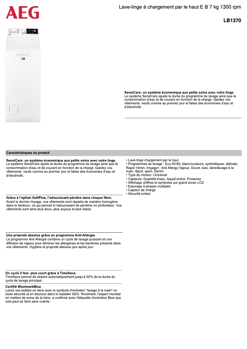 Image de la première page du manuel de l'appareil LB1370