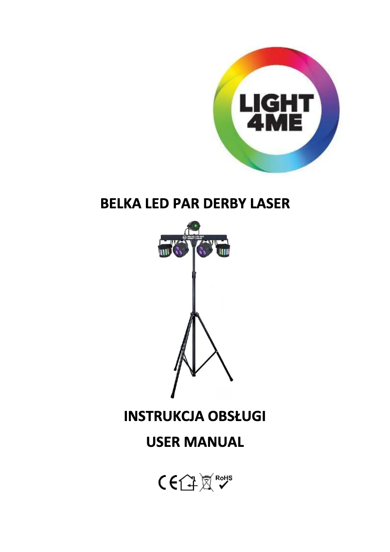 Imagen de la primera página del manual del dispositivo BELKA LED PAR DERBY LASER