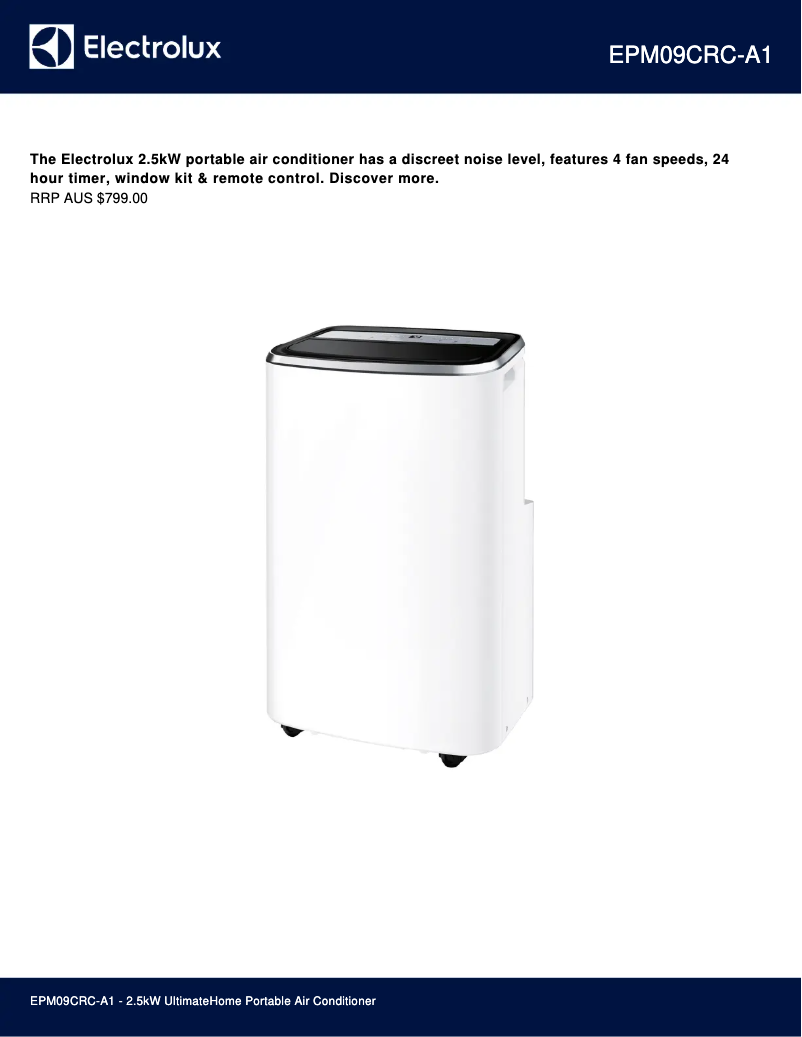 Página 1 del manual Ficha técnica Electrolux EPM09CRC-A1