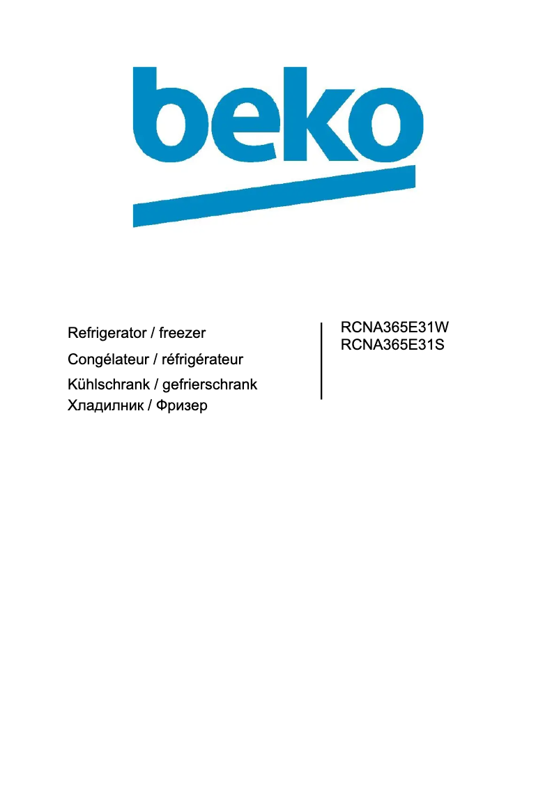 Page n°1 - Manuel utilisateur Beko RCNA365E31W