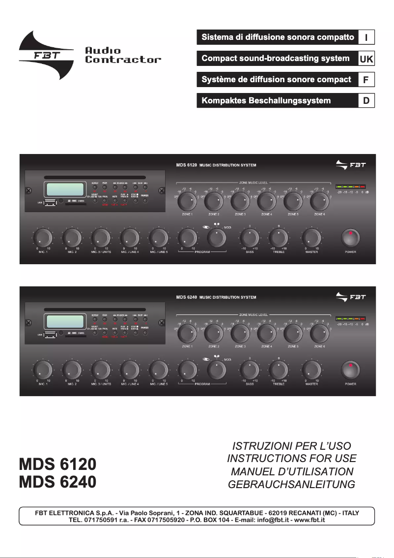 Page 1 de la notice Manuel utilisateur FBT MDS 6120