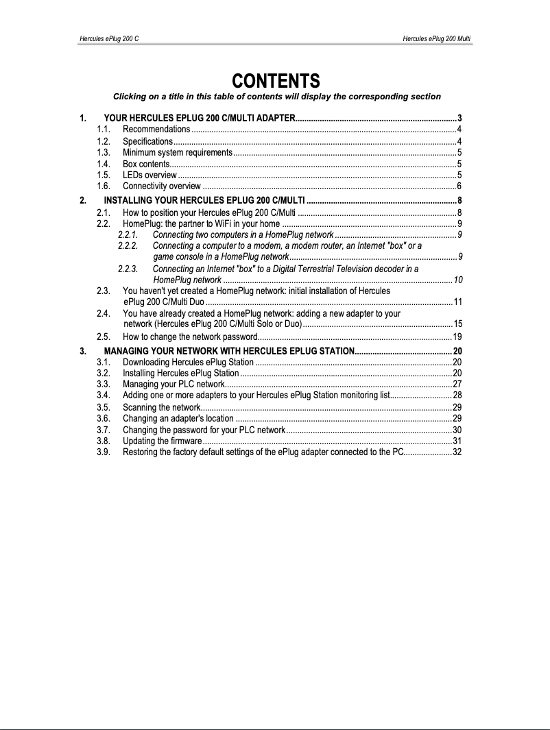 Page 1 de la notice Manuel utilisateur Hercules ePlug 200C