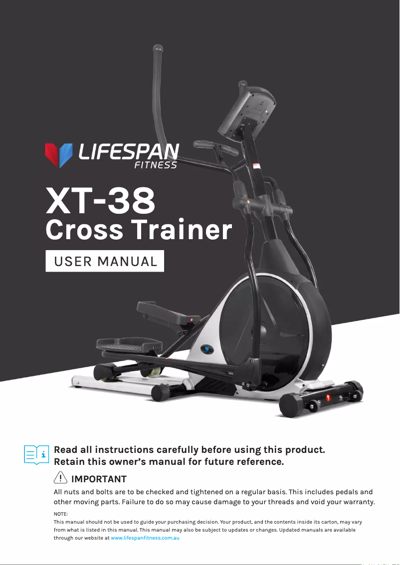 Page n°1 - Manuel utilisateur LifeSpan XT-38