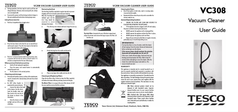 Image de la première page du manuel de l'appareil VC308