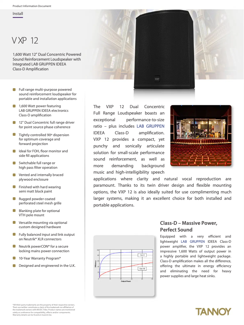 Page 1 de la notice Fiche technique Tannoy VXP 12
