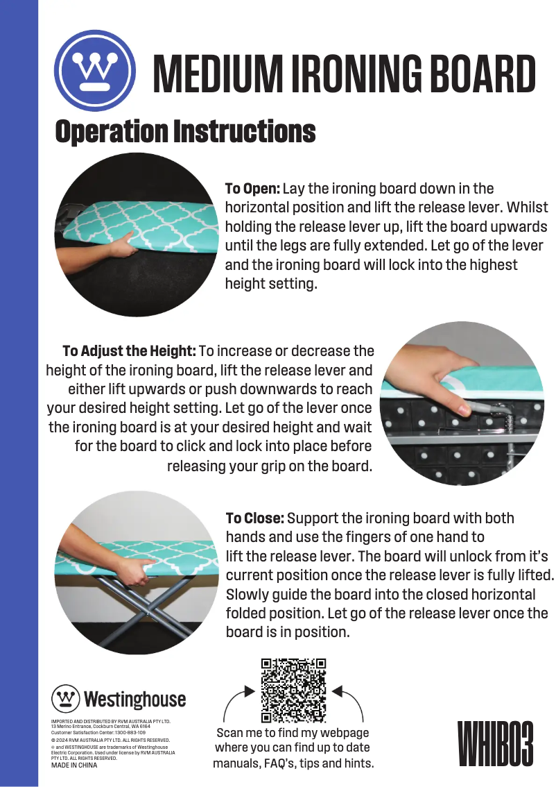 Page n°1 - Manuel utilisateur Westinghouse WHIB03