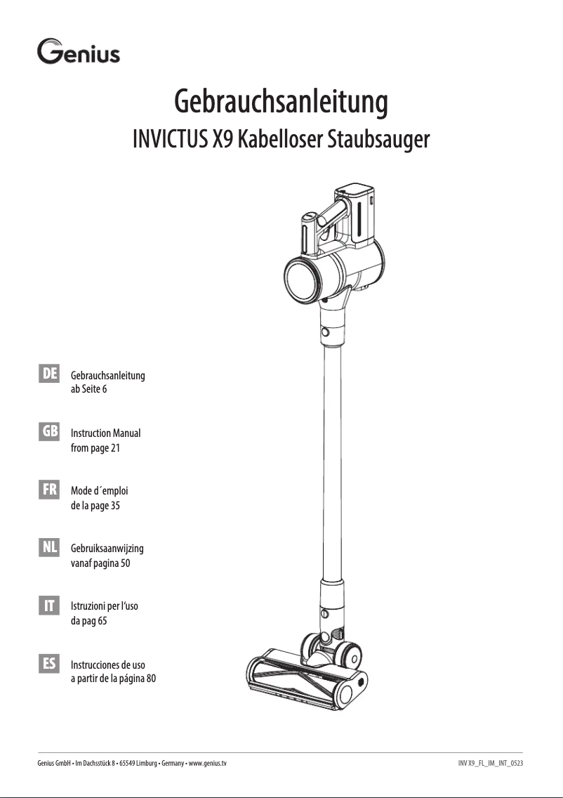 Page 1 de la notice Manuel utilisateur Genius Invictus X9