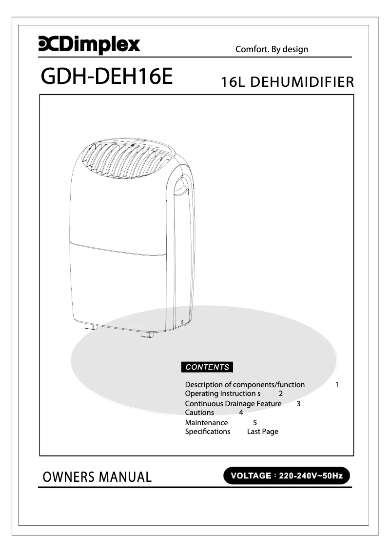 Page n°1 - Manuel utilisateur Dimplex GDH-DEH16E