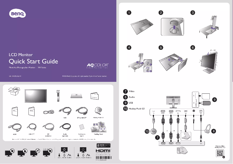 Page 1 de la notice Guide de démarrage rapide BenQ SW271C