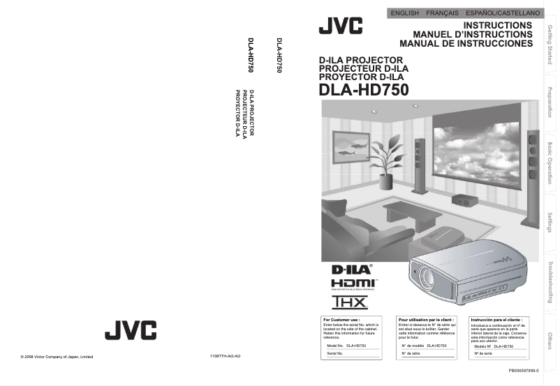 Image de la première page du manuel de l'appareil DLA-HD750