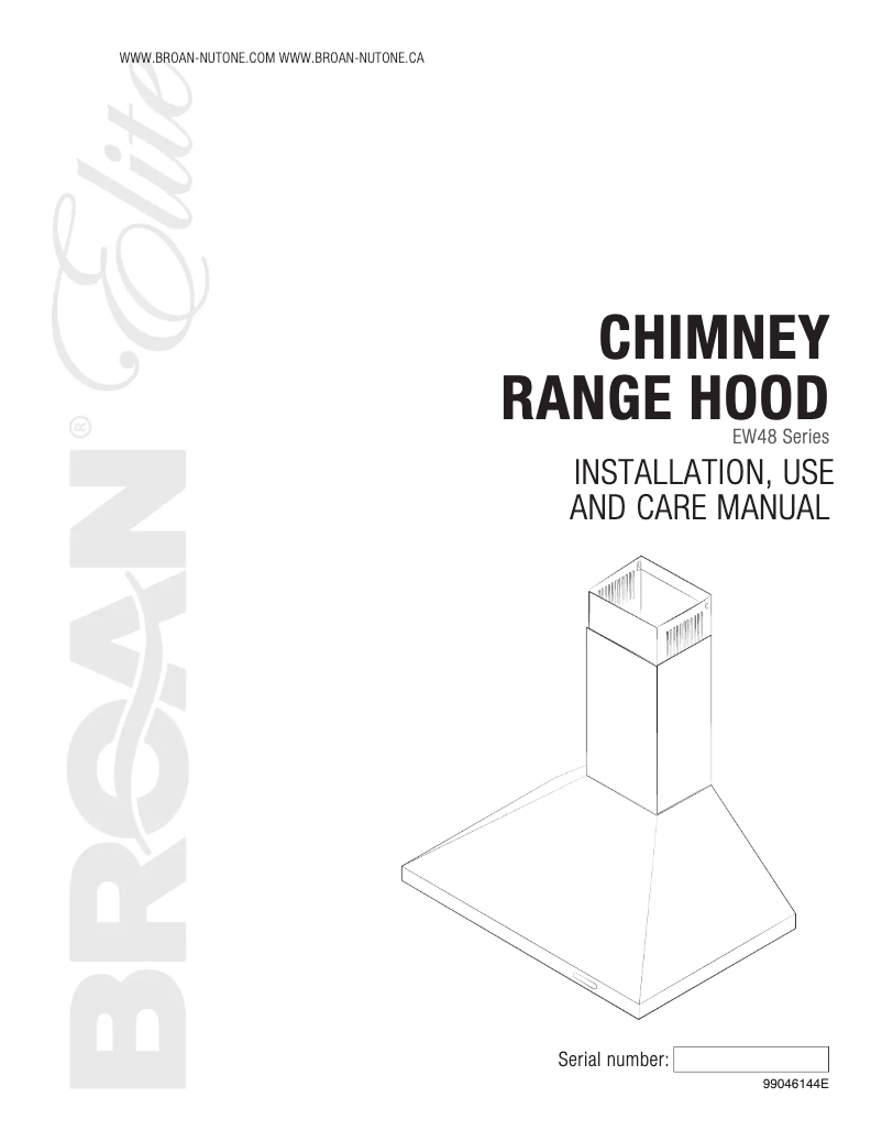 Page n°1 - Guide d'installation Broan EW4836SS