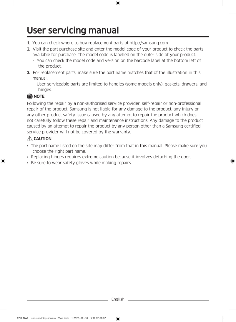 Page n°1 - Manuel utilisateur Samsung RF62HEPN