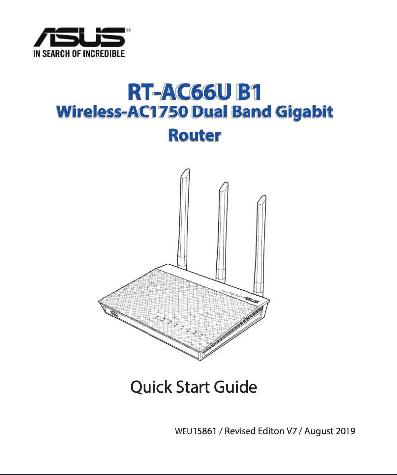 Page n°1 - Guide de démarrage rapide Asus RT-AC66U B1