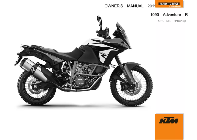 Page 1 de la notice Manuel utilisateur KTM 1090 Adventure R (2019)