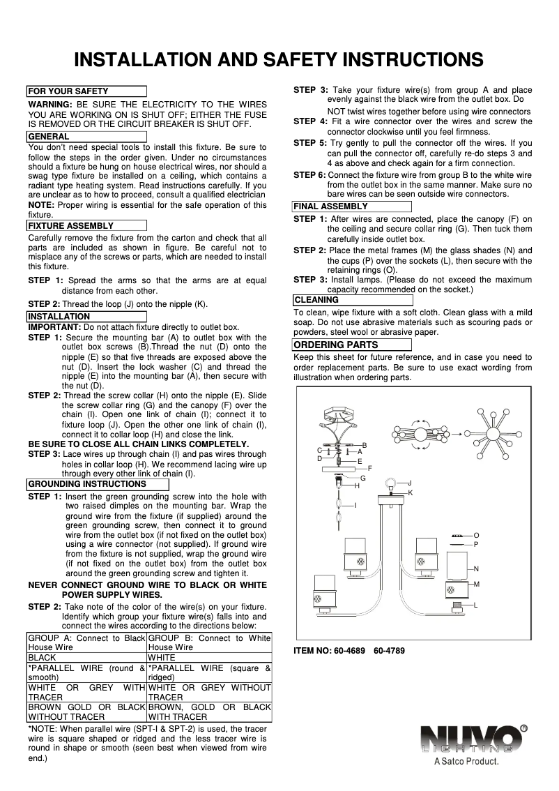 Page n°1 - Manuel utilisateur NUVO Fusion 60/4689