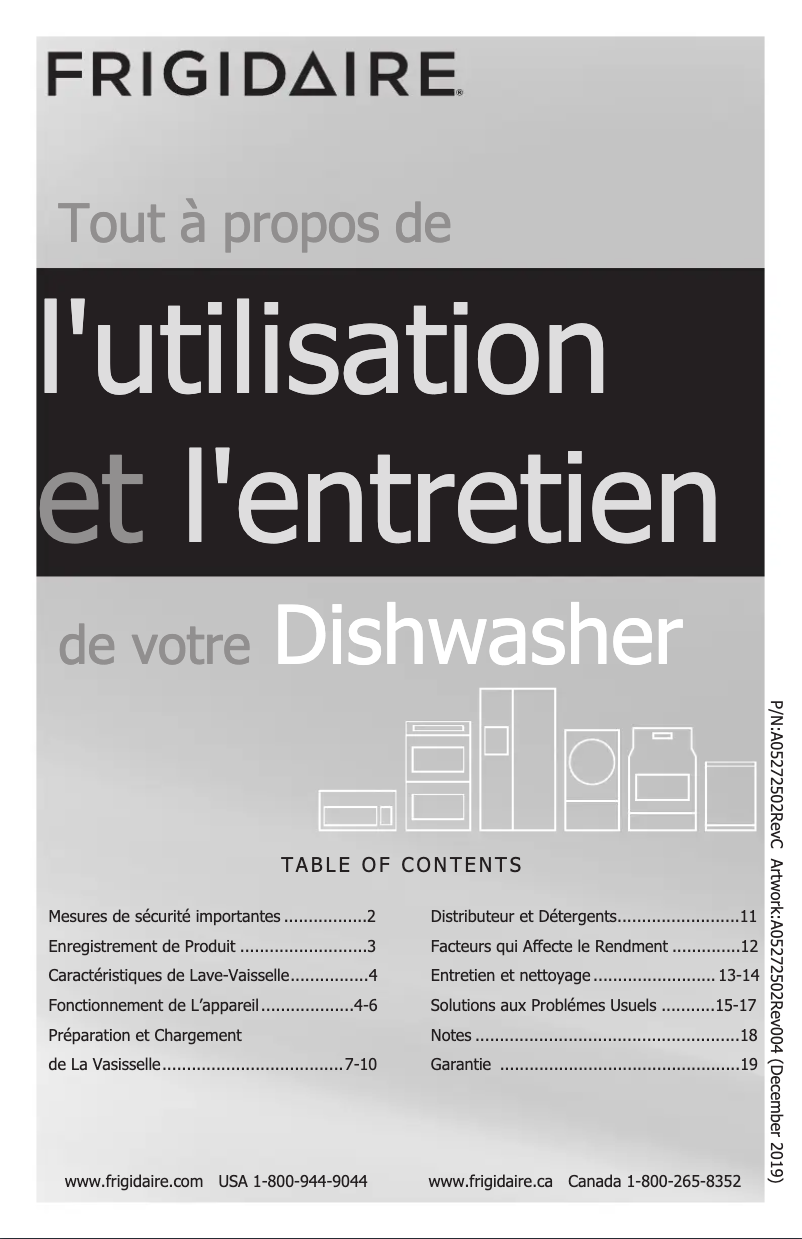 Page n°1 - Manuel utilisateur Frigidaire FGCD2444SW