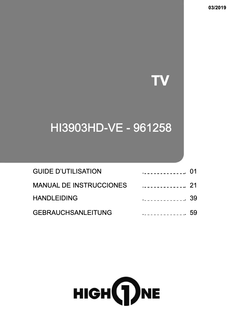 Page n°1 - Manuel utilisateur High One HI3903HD-VE