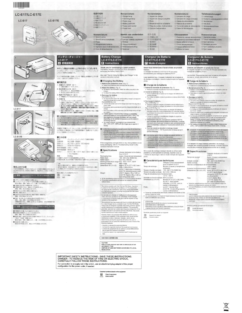 Page 1 de la notice Manuel utilisateur Canon LC-E17