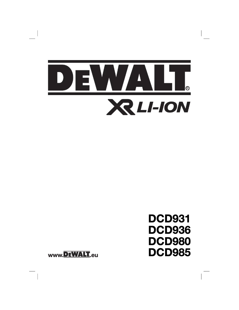 Page 1 de la notice Manuel utilisateur DeWalt DCD980