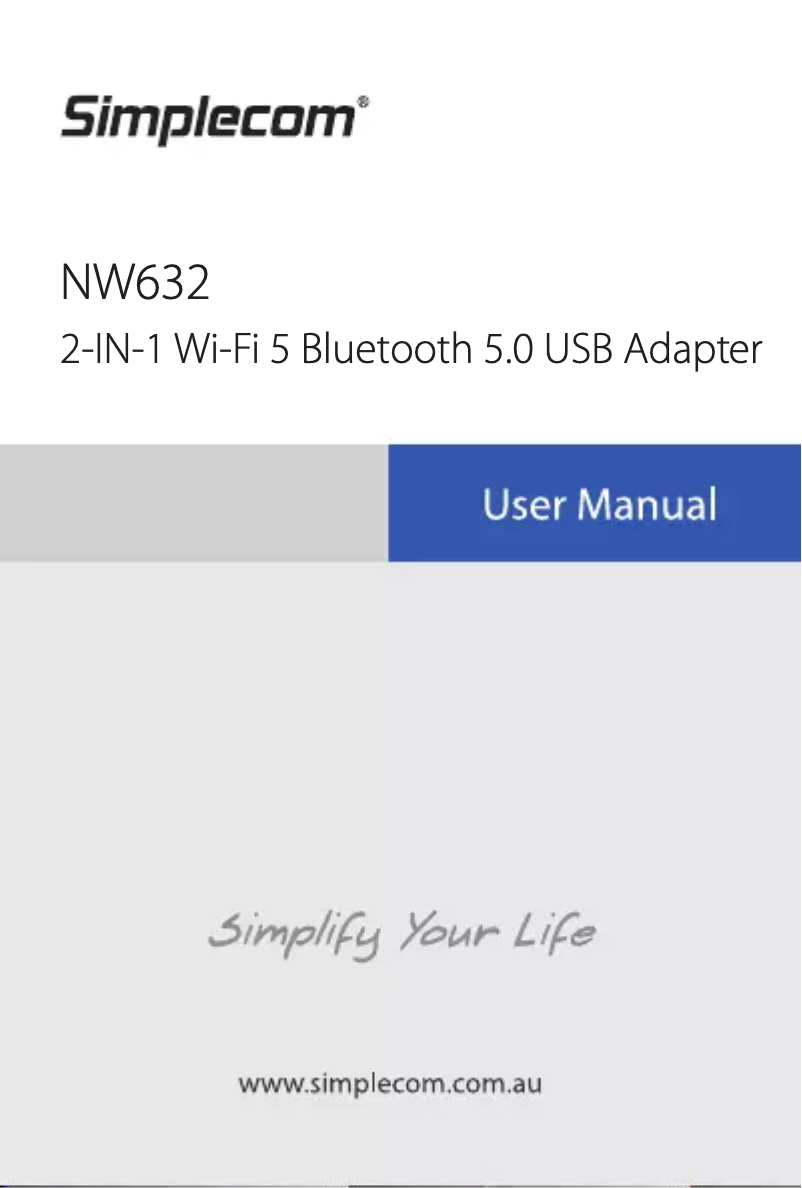Page 1 de la notice Manuel utilisateur Simplecom NW632