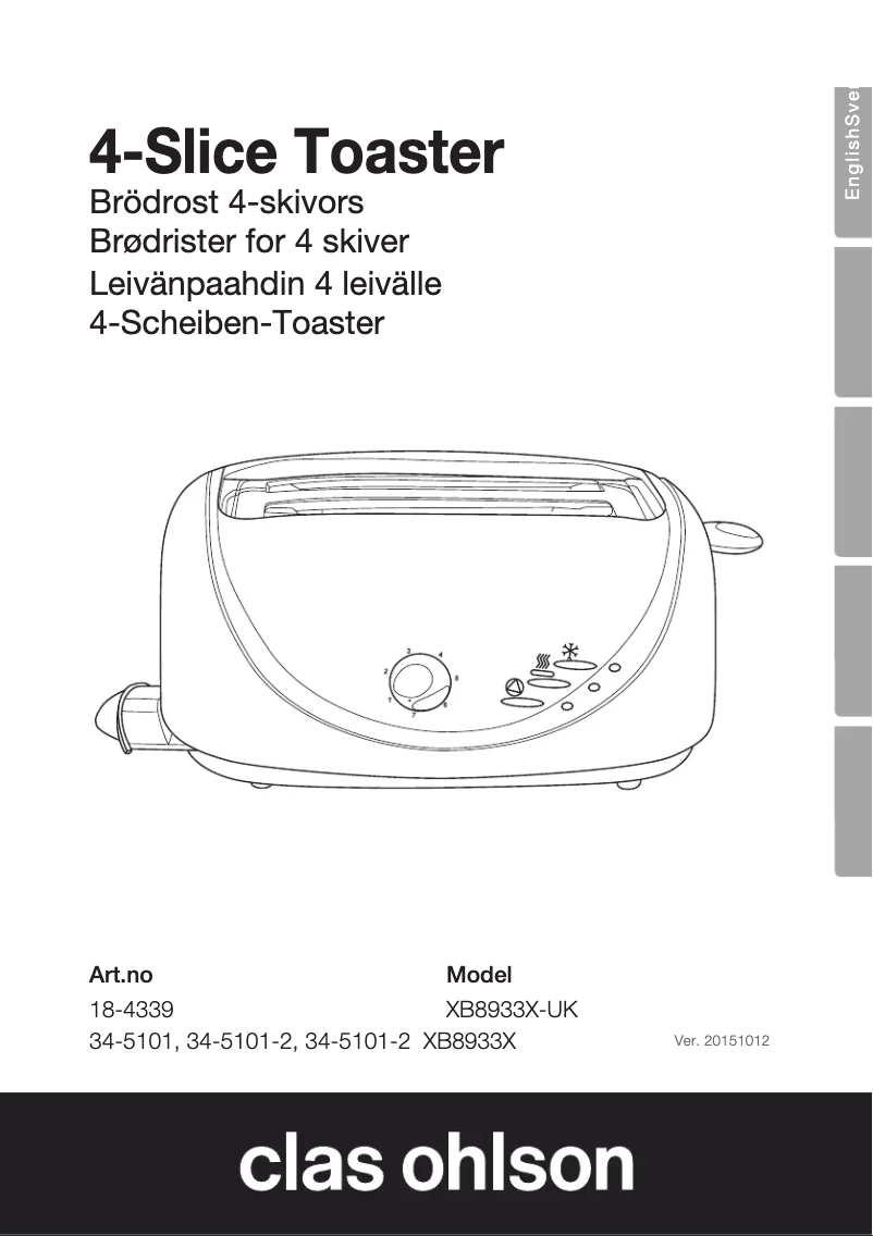 Page 1 de la notice Manuel utilisateur Clas Ohlson XB8933X
