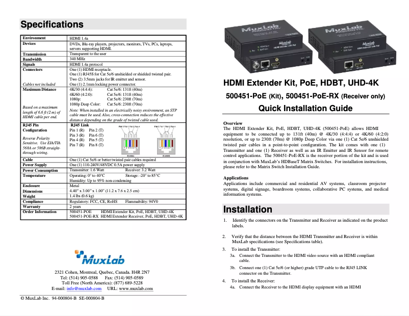 Image de la première page du manuel de l'appareil 500451