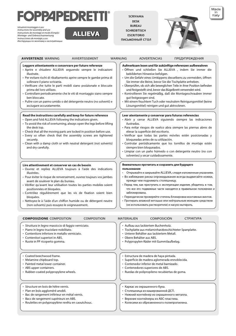 Image de la première page du manuel de l'appareil Allieva