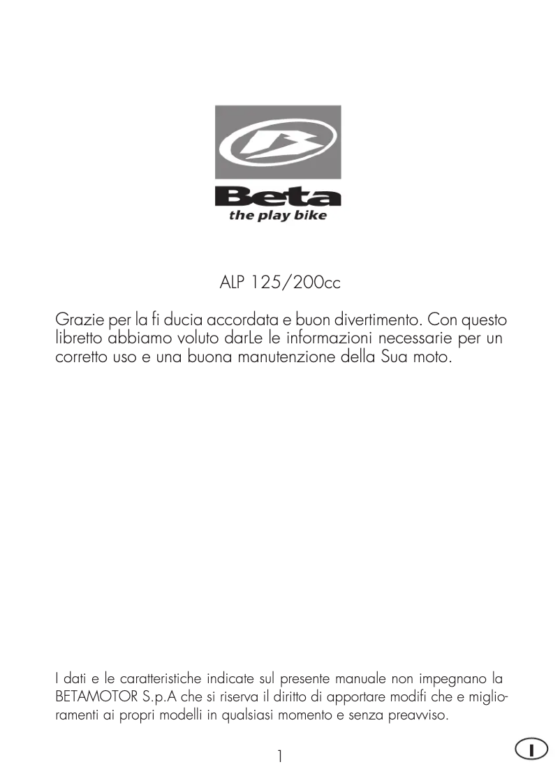 Página 1 del manual Manual de usuario Beta Alp 125 (2009)