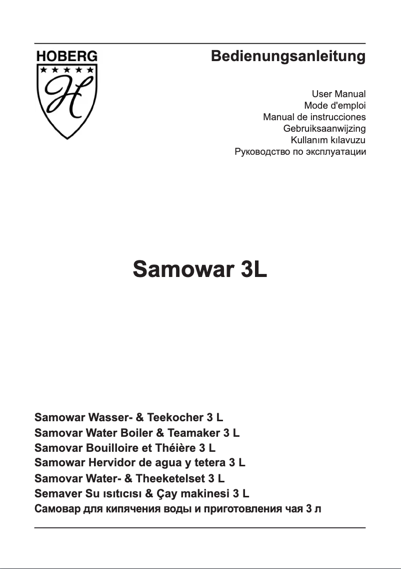 Page 1 de la notice Manuel utilisateur BEEM Samowar Hoberg