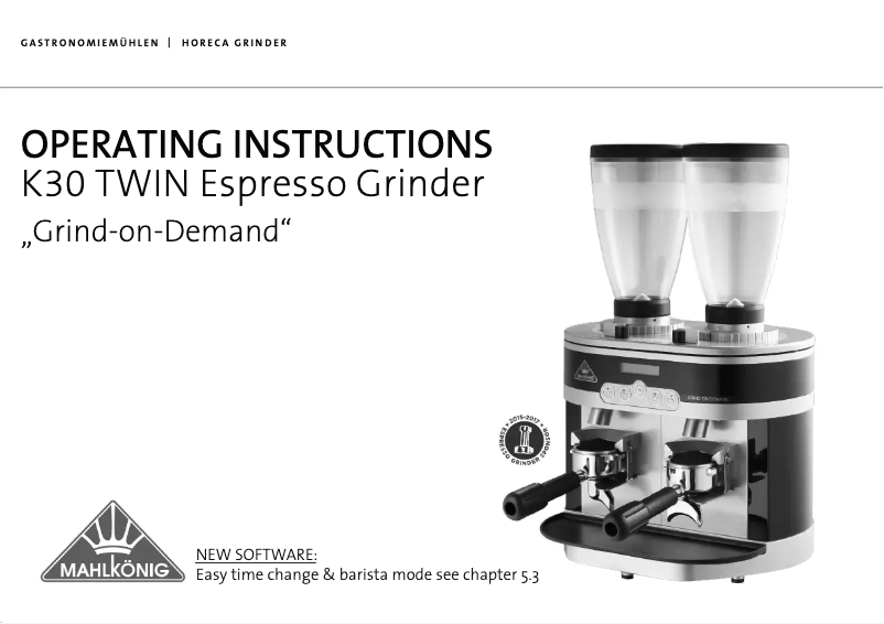 Page n°1 - Manuel utilisateur Mahlkönig K30 Twin