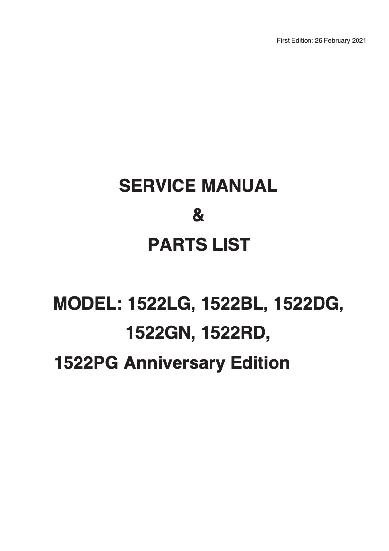 Page n°1 - Manuel utilisateur Janome 1522BL