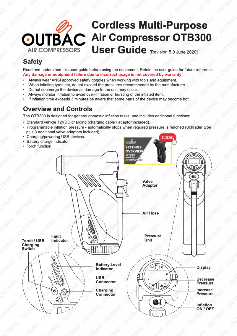 Image de la première page du manuel de l'appareil OTB300