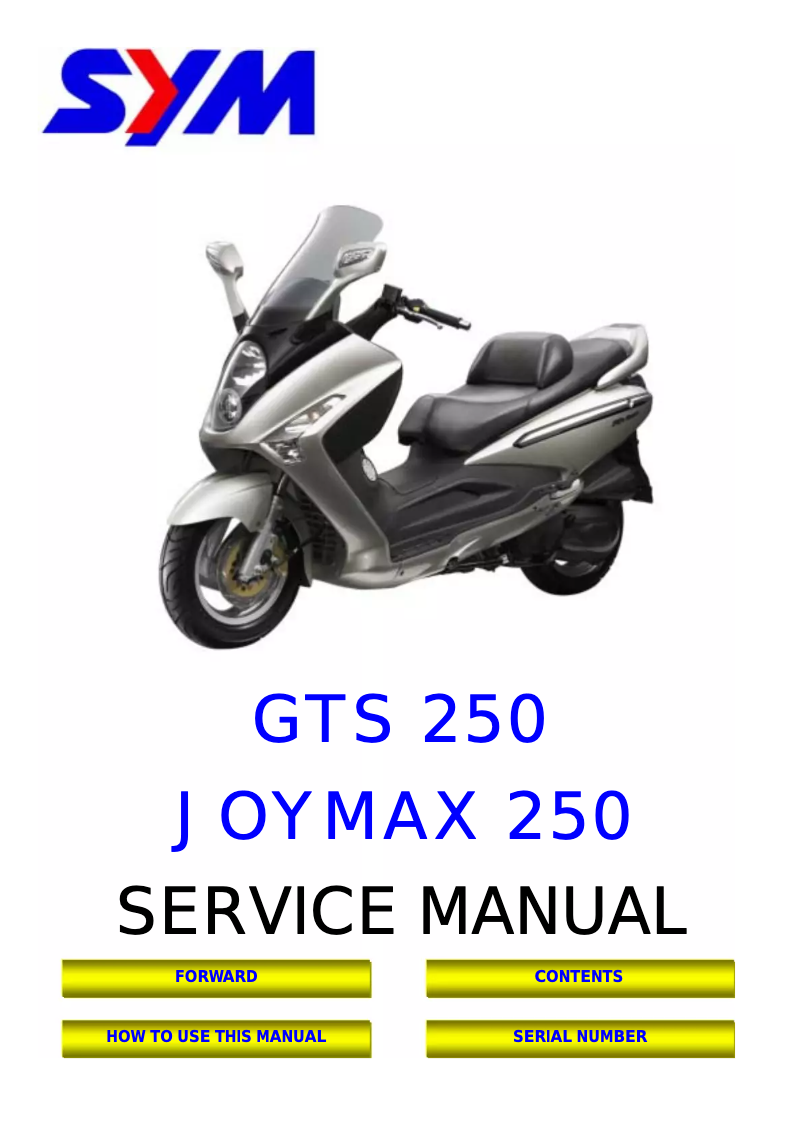 Page 1 de la notice Manuel utilisateur SYM Joymax 250