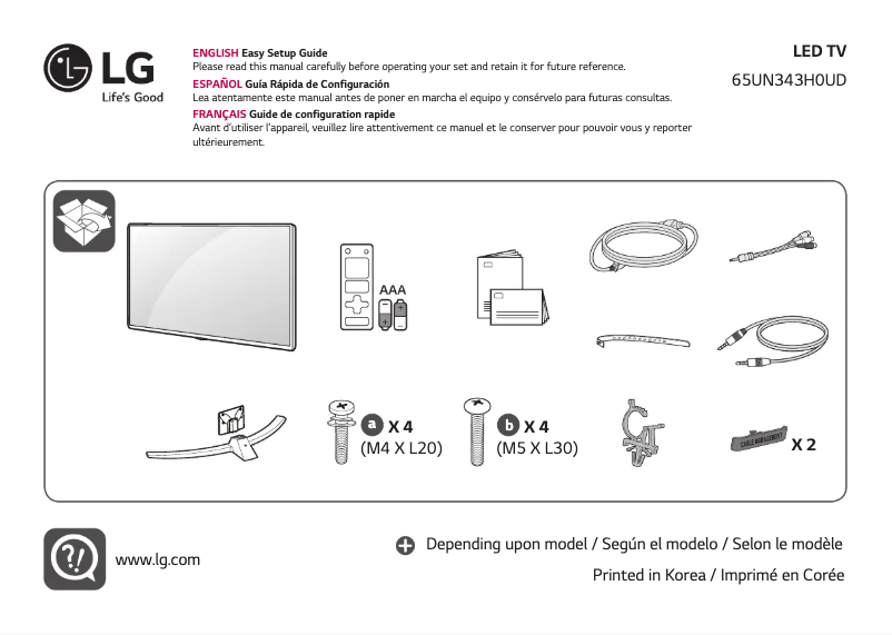 Page 1 de la notice Manuel utilisateur LG 65UN343H0UD