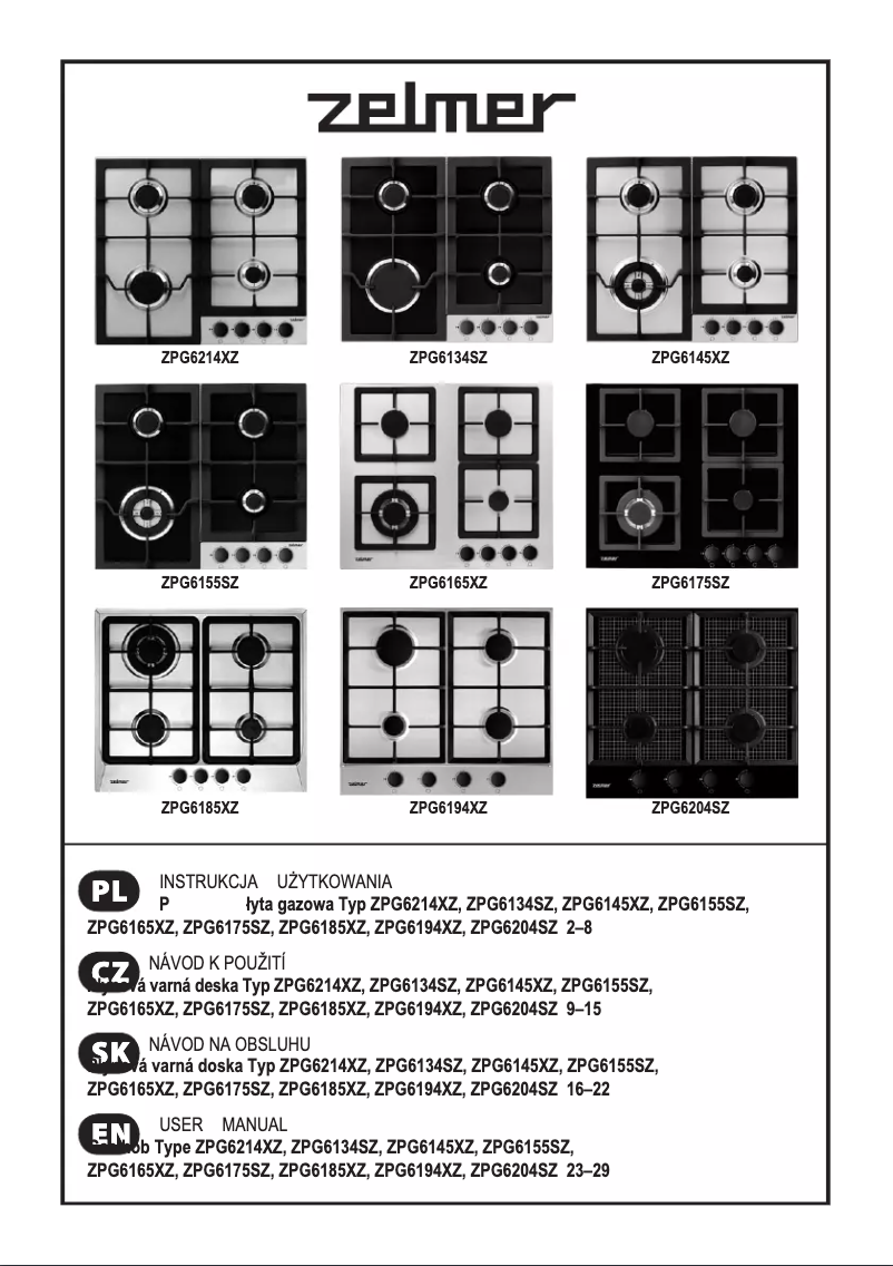 Imagen de la primera página del manual del dispositivo ZPG6165XZ