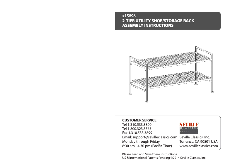 Page 1 de la notice Manuel utilisateur Seville Classics SHE15896