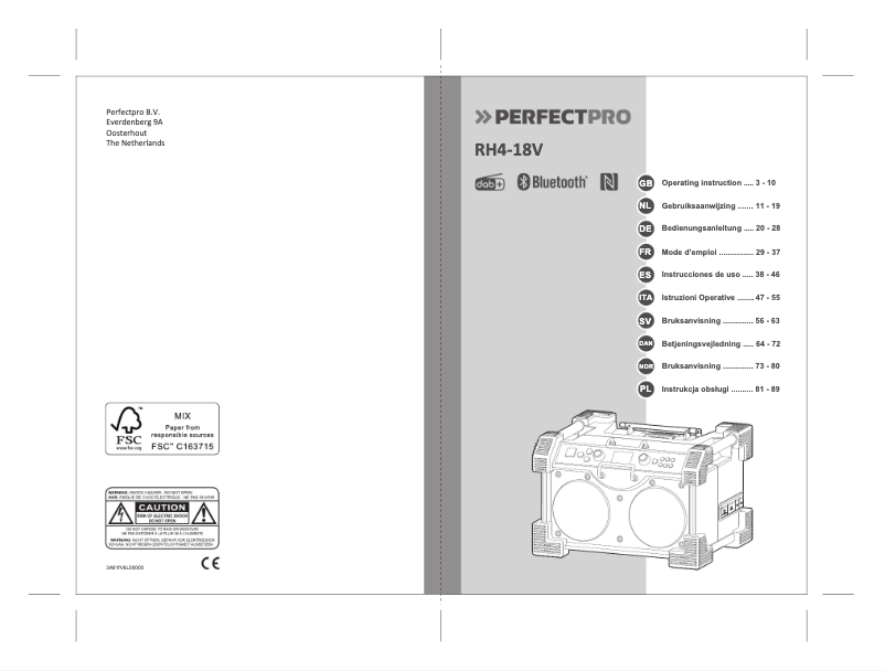 Página 1 del manual Manual de usuario PerfectPro Rockhart RH4-18V