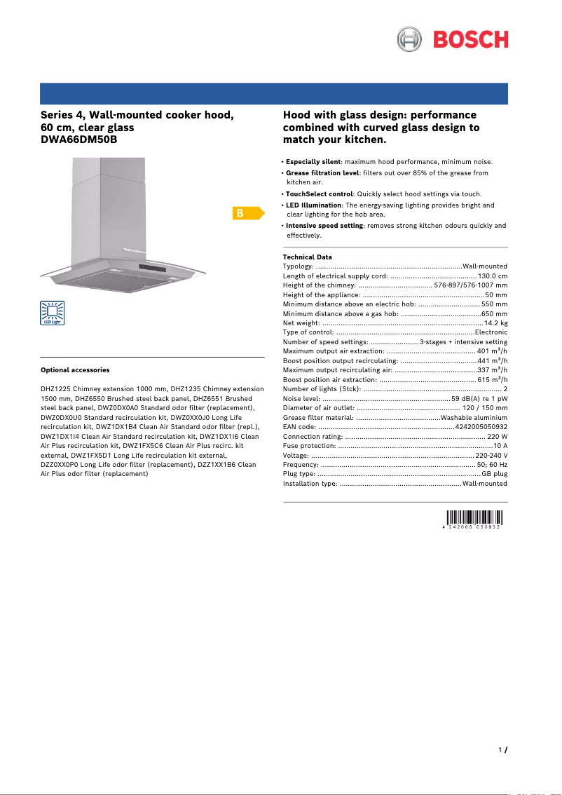 Imagen de la primera página del manual del dispositivo DWA66DM50B
