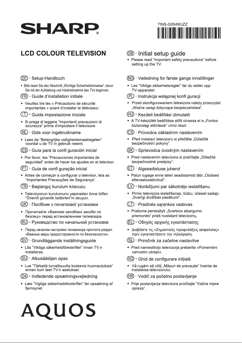 Page n°1 - Manuel utilisateur Sharp LC-70UQ10E