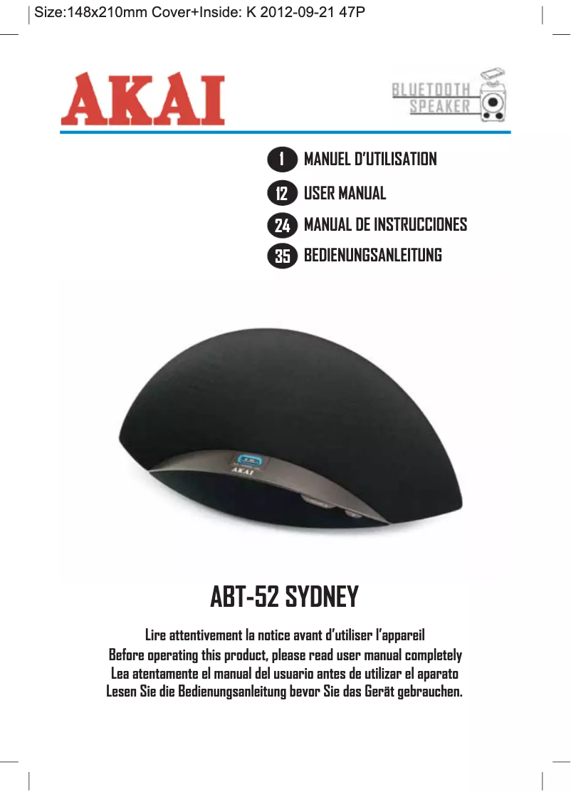 Page 1 de la notice Manuel utilisateur AKAI ABT-52