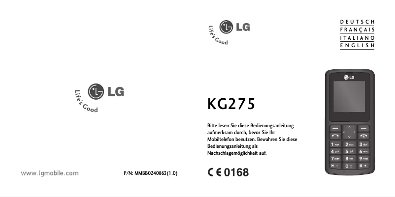 Image de la première page du manuel de l'appareil KG275