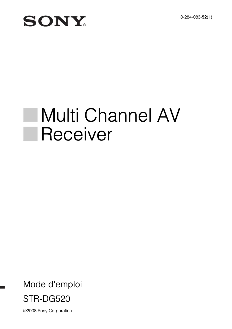 Image de la première page du manuel de l'appareil STR-DG520