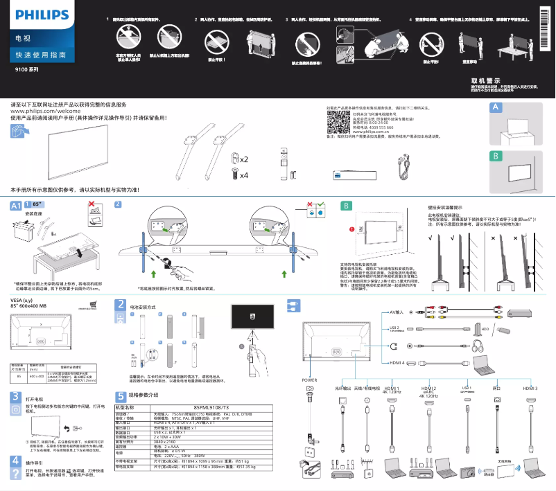 Página 1 del manual Guía de inicio rápido Philips 85PML9108