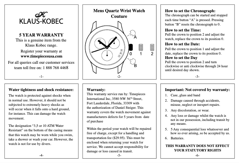 Página 1 del manual Manual de usuario Klaus Kobec Couture (Men)