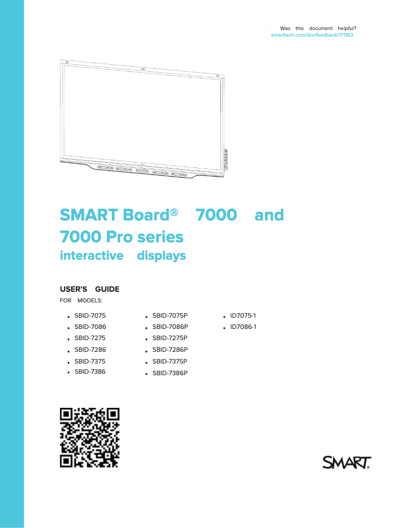 Page 1 de la notice Manuel utilisateur Smart Board 7275